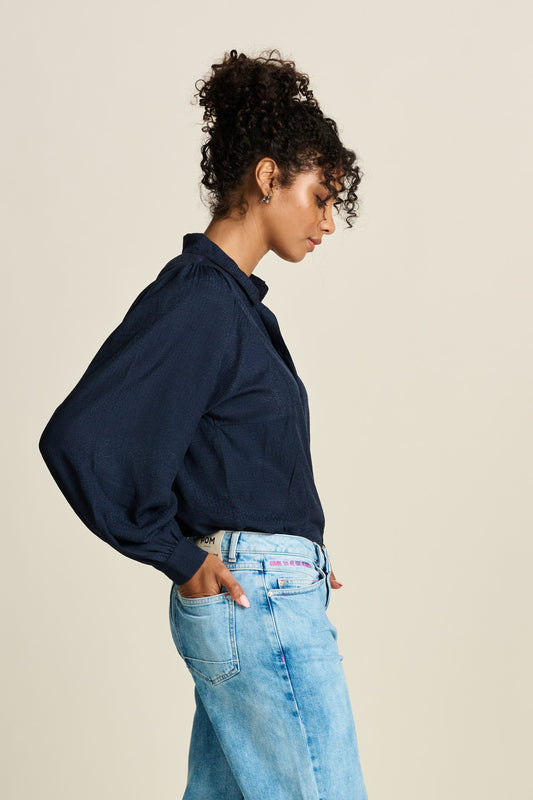 POM Amsterdam Blouses BLOUSE - Sparkle Blue