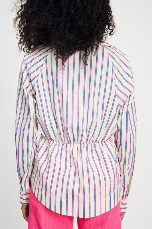 POM Amsterdam Blouses BLOUSE - Striped Poplin Cream