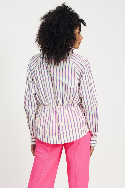 POM Amsterdam Blouses BLOUSE - Striped Poplin Cream