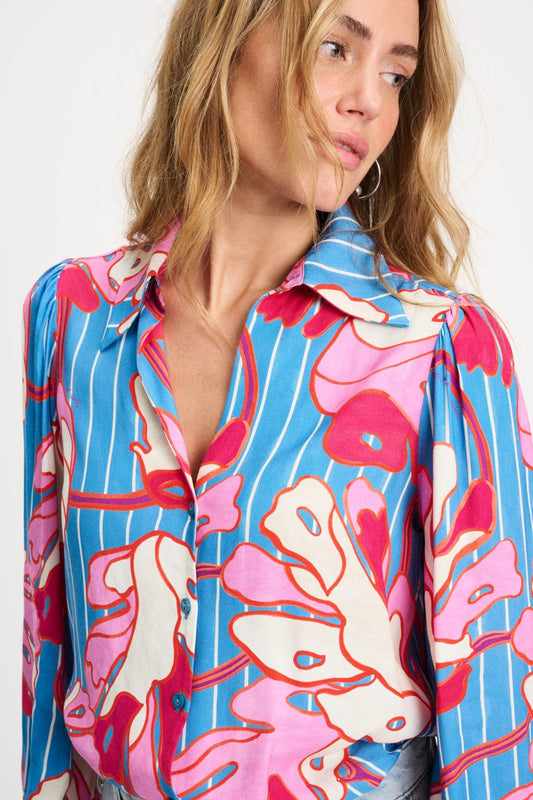 POM Amsterdam Blouses BLOUSE - Urban Flora Stripe