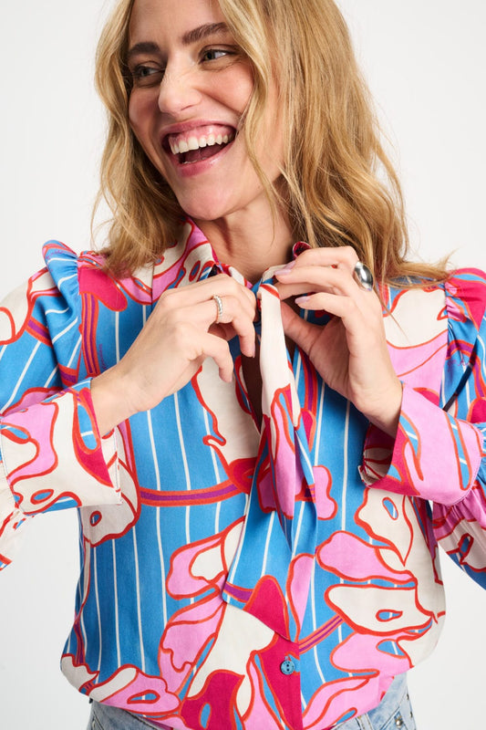 POM Amsterdam Blouses BLOUSE - Urban Flora Stripe