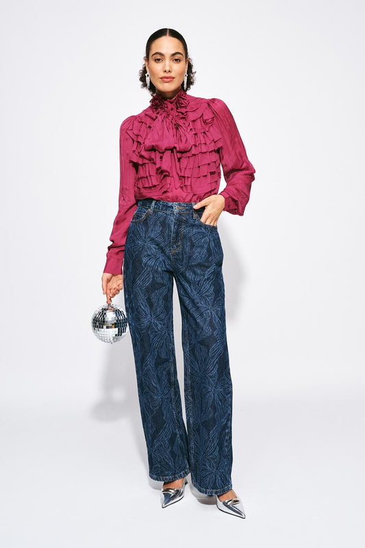POM Amsterdam Blouses BLOUSE - Valerie Burgundy Red