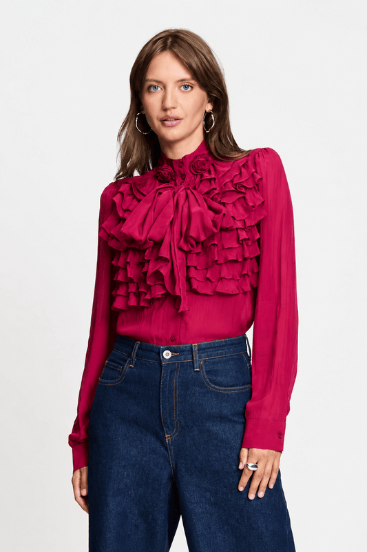 POM Amsterdam Blouses BLOUSE - Valerie Burgundy Red