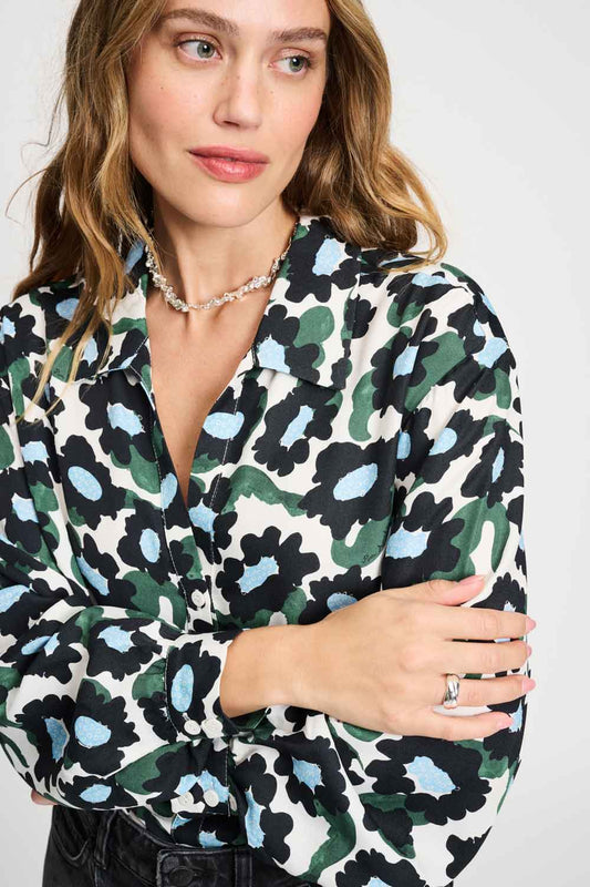 POM Amsterdam Blouses BLOUSE - Violet Wild Flowers Ecru