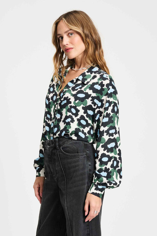 POM Amsterdam Blouses BLOUSE - Violet Wild Flowers Ecru