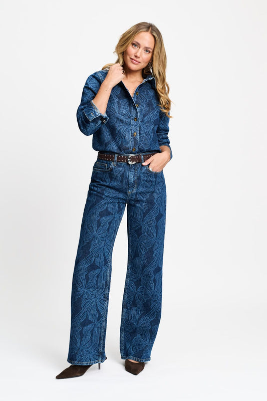 POM Amsterdam Blouses BLOUSE - Yara Bows Mid Blue