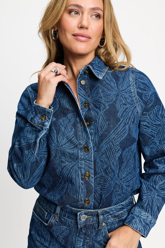 POM Amsterdam Blouses BLOUSE - Yara Bows Mid Blue