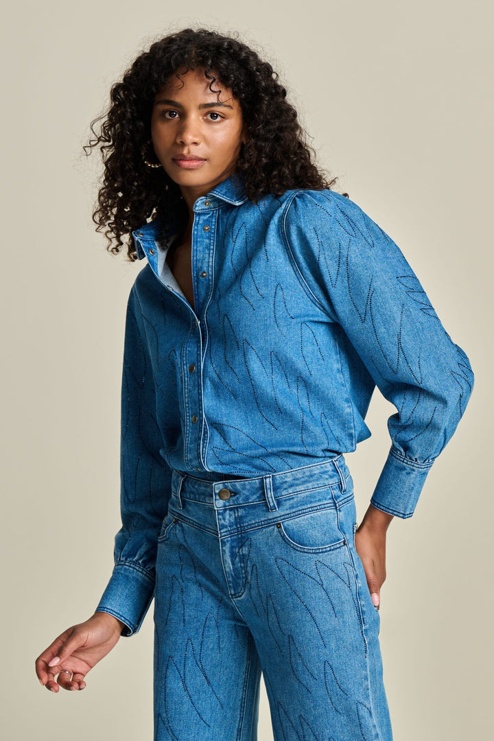 Blouses lange mouw blauw POM Amsterdam