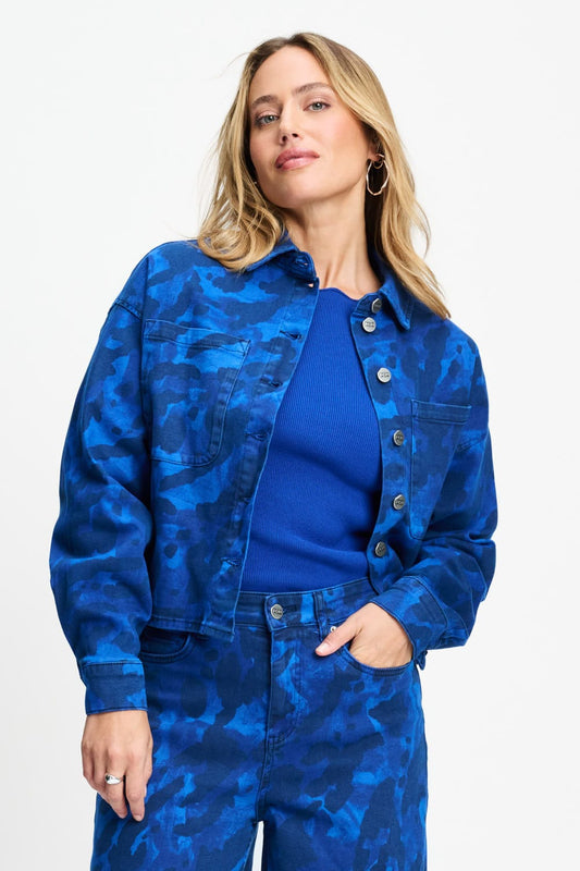 POM Amsterdam Blouses Blue / 34 BLOUSE - Yuki Animal Eternal Blue