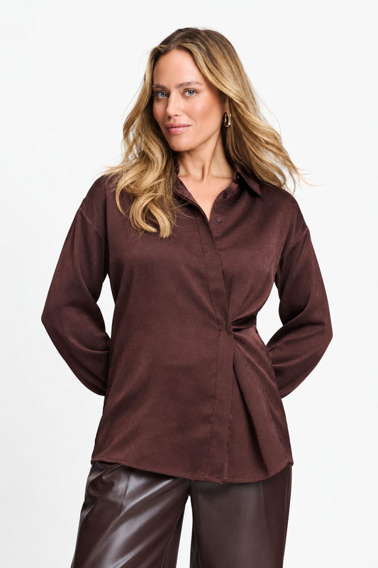 POM Amsterdam Blouses Brown / 34 BLOUSE - Robin Chocolate Brown