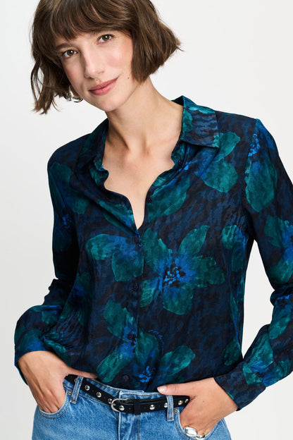 POM Amsterdam Blouses Green / 34 BLOUSE - Mila Bloom Teal Green