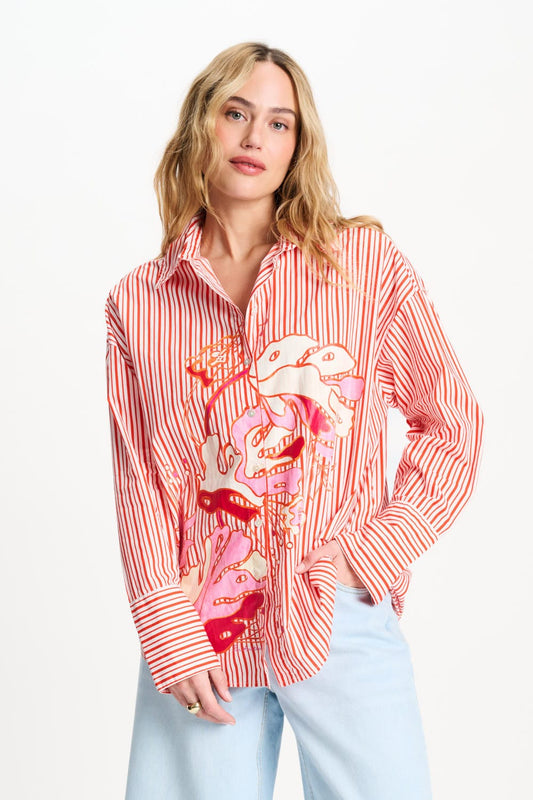 POM Amsterdam Blouses Multi colour / 34 BLOUSE - Poplin Striped Orange