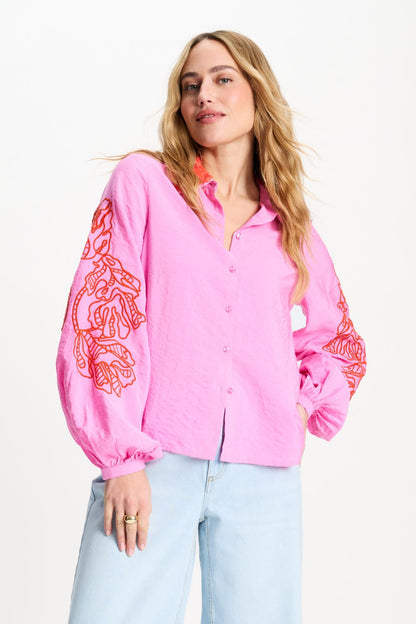 POM Amsterdam Blouses Pink / 34 BLOUSE - Cheering Pink Sequins