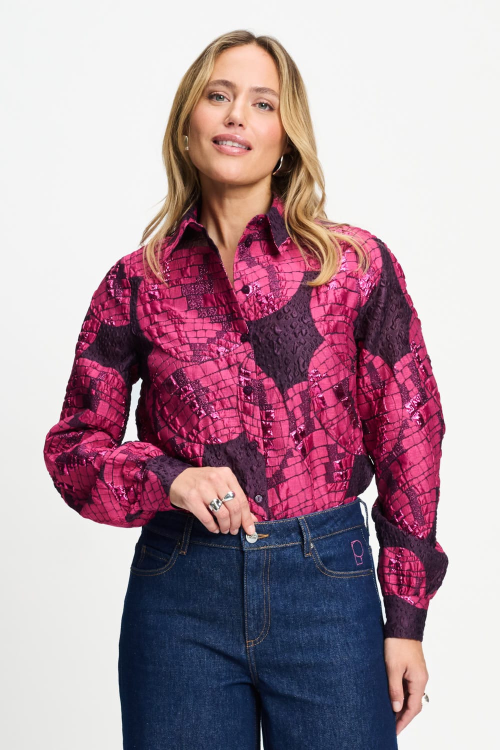 POM Amsterdam Blouses Pink / 34 BLOUSE - Jade Disco Dots