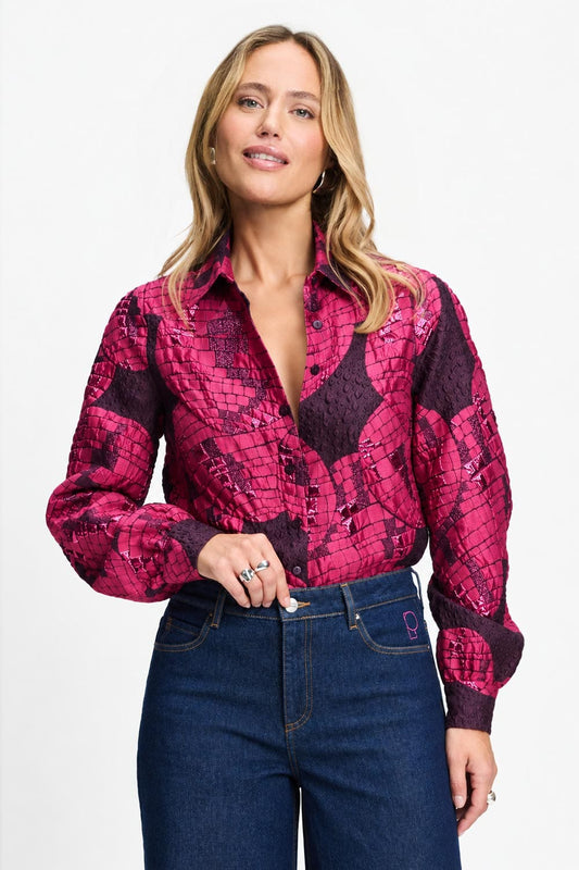 POM Amsterdam Blouses Pink / 34 BLOUSE - Jade Disco Dots