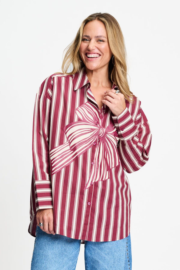 Rode blouse met lintprint van POM Amsterdam