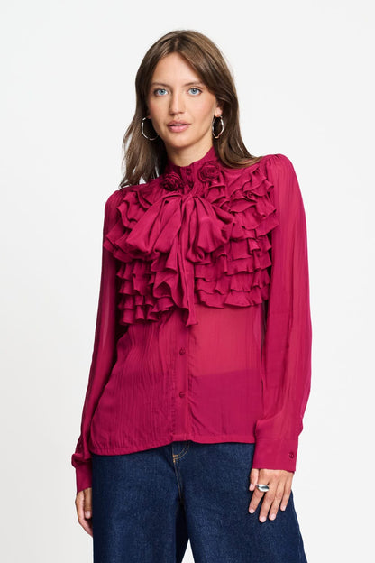 POM Amsterdam Blouses Red / 34 BLOUSE - Valerie Burgundy Red