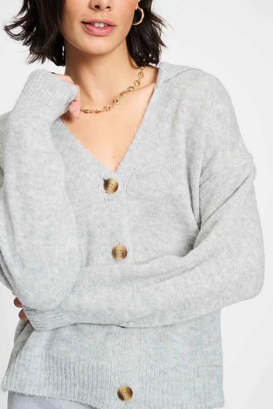 POM Amsterdam Cardigans VEST - Grey Melange