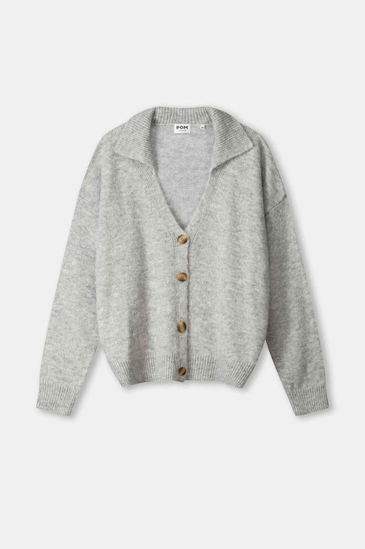 POM Amsterdam Cardigans VEST - Grey Melange