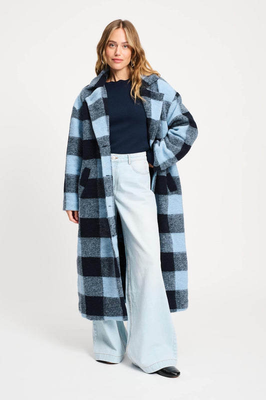 POM Amsterdam Coats Blue / 34 JAS - Check Dawn Blue