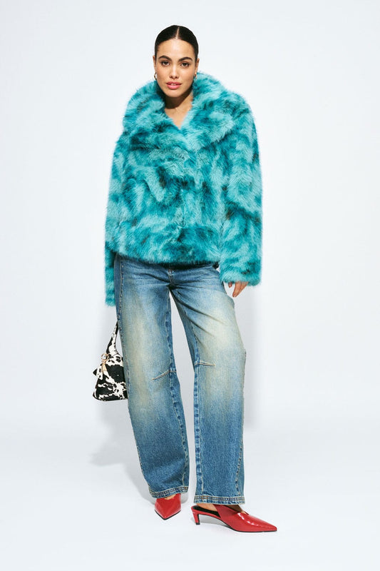 POM Amsterdam Coats Green / 34 JAS - Cleo Teal Green Animal