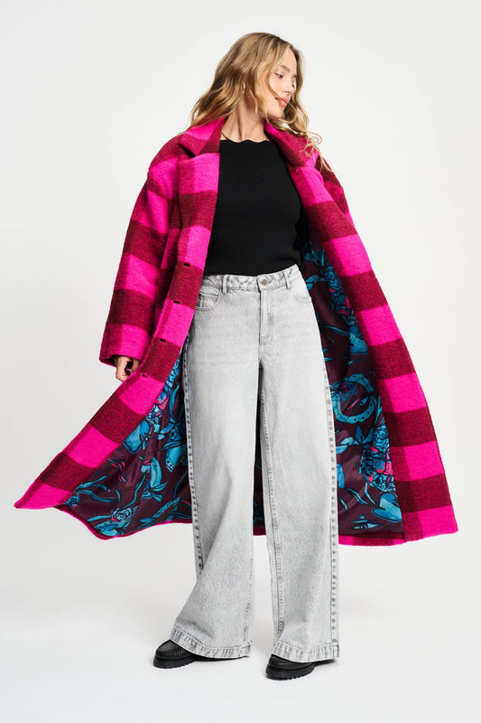 POM Amsterdam Coats JAS - Check Plum Pink