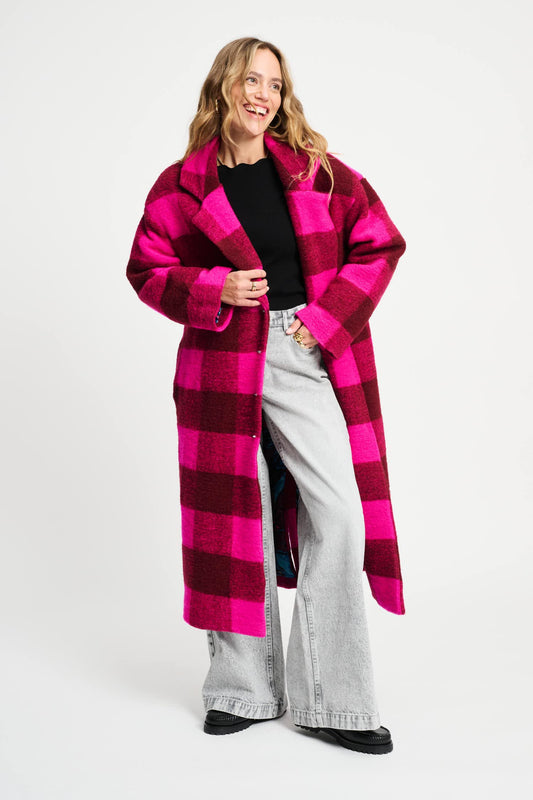 POM Amsterdam Coats JAS - Check Plum Pink