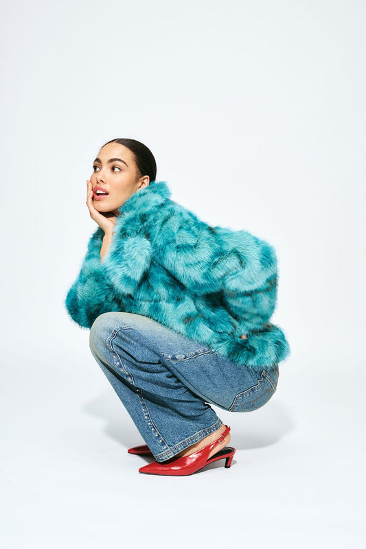 POM Amsterdam Coats JAS - Cleo Teal Green Animal