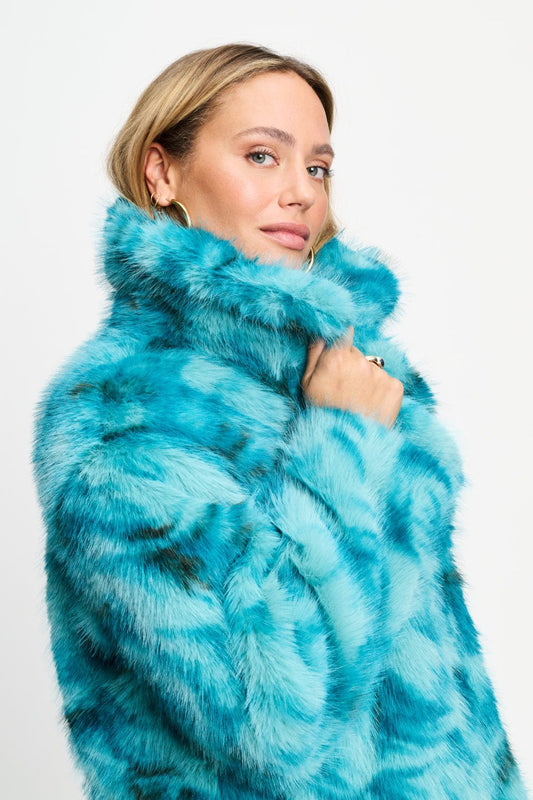 POM Amsterdam Coats JAS - Cleo Teal Green Animal
