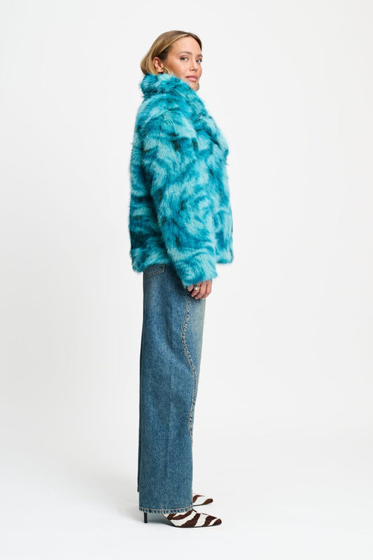 POM Amsterdam Coats JAS - Cleo Teal Green Animal