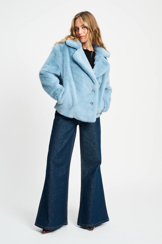 POM Amsterdam Coats JAS - Fur Misty Blue