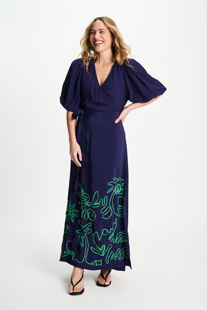 POM Amsterdam Dresses Blue / 34 JURK - Beach Vibes Tape Night Blue
