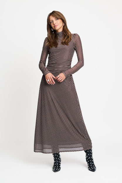 POM Amsterdam Dresses Brown / 34 DRESS - Amber Check Brown
