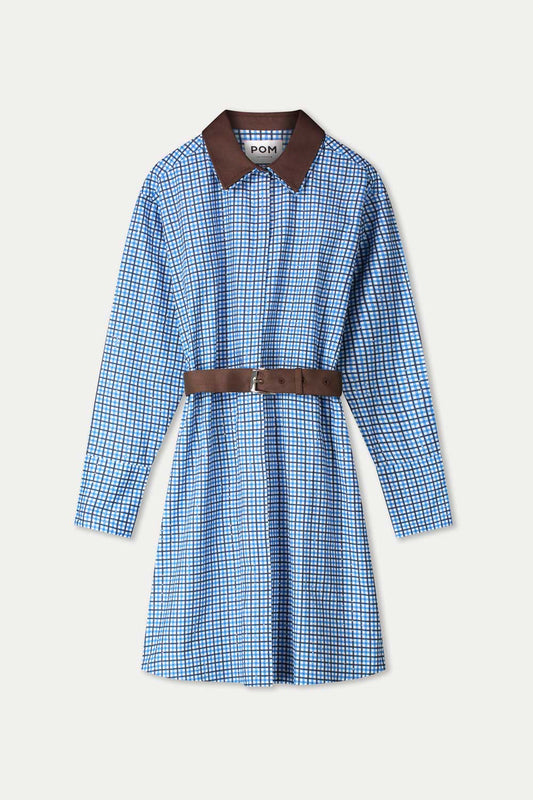 POM Amsterdam Dresses DRESS - Indy Check Sapphire Blue