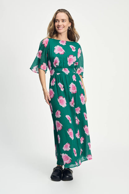 POM Amsterdam Dresses Green / 34 JURK - Meadow Flowers Green