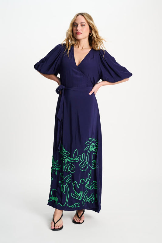 POM Amsterdam Dresses JURK - Beach Vibes Tape Night Blue