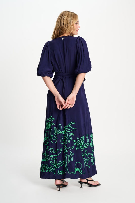 POM Amsterdam Dresses JURK - Beach Vibes Tape Night Blue