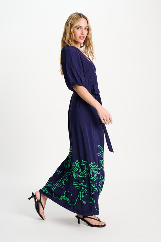POM Amsterdam Dresses JURK - Beach Vibes Tape Night Blue