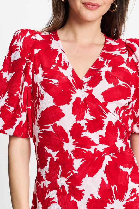 POM Amsterdam Dresses JURK - Crinkle Bubble Bloom Red