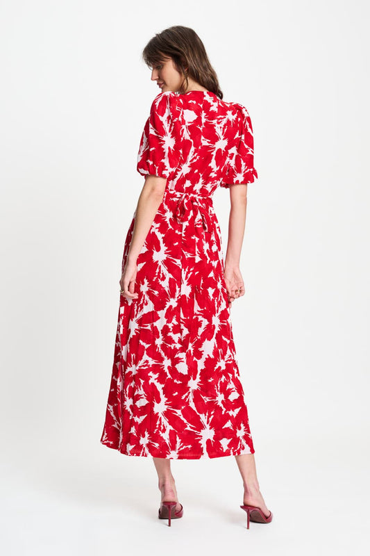 POM Amsterdam Dresses JURK - Crinkle Bubble Bloom Red