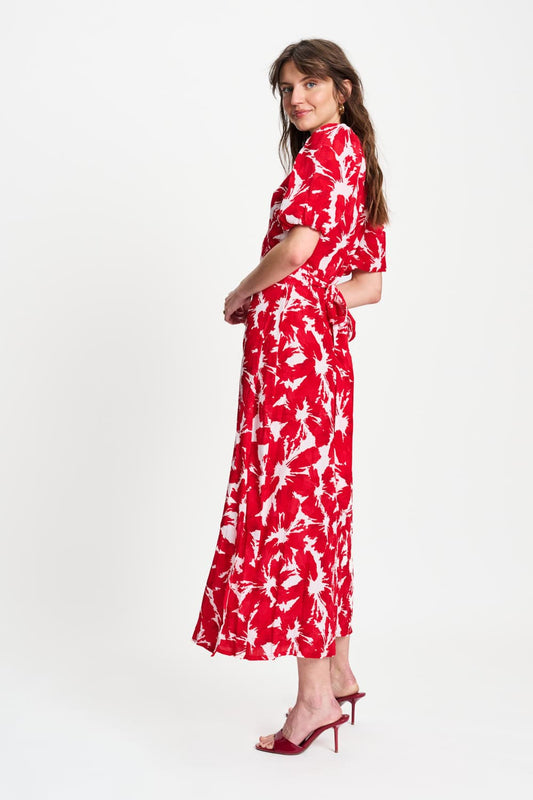 POM Amsterdam Dresses JURK - Crinkle Bubble Bloom Red
