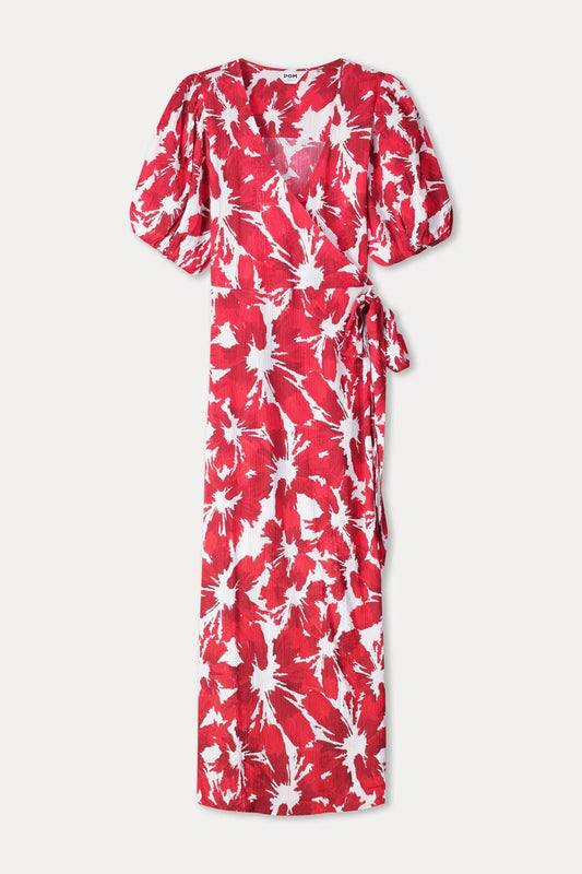 POM Amsterdam Dresses JURK - Crinkle Bubble Bloom Red