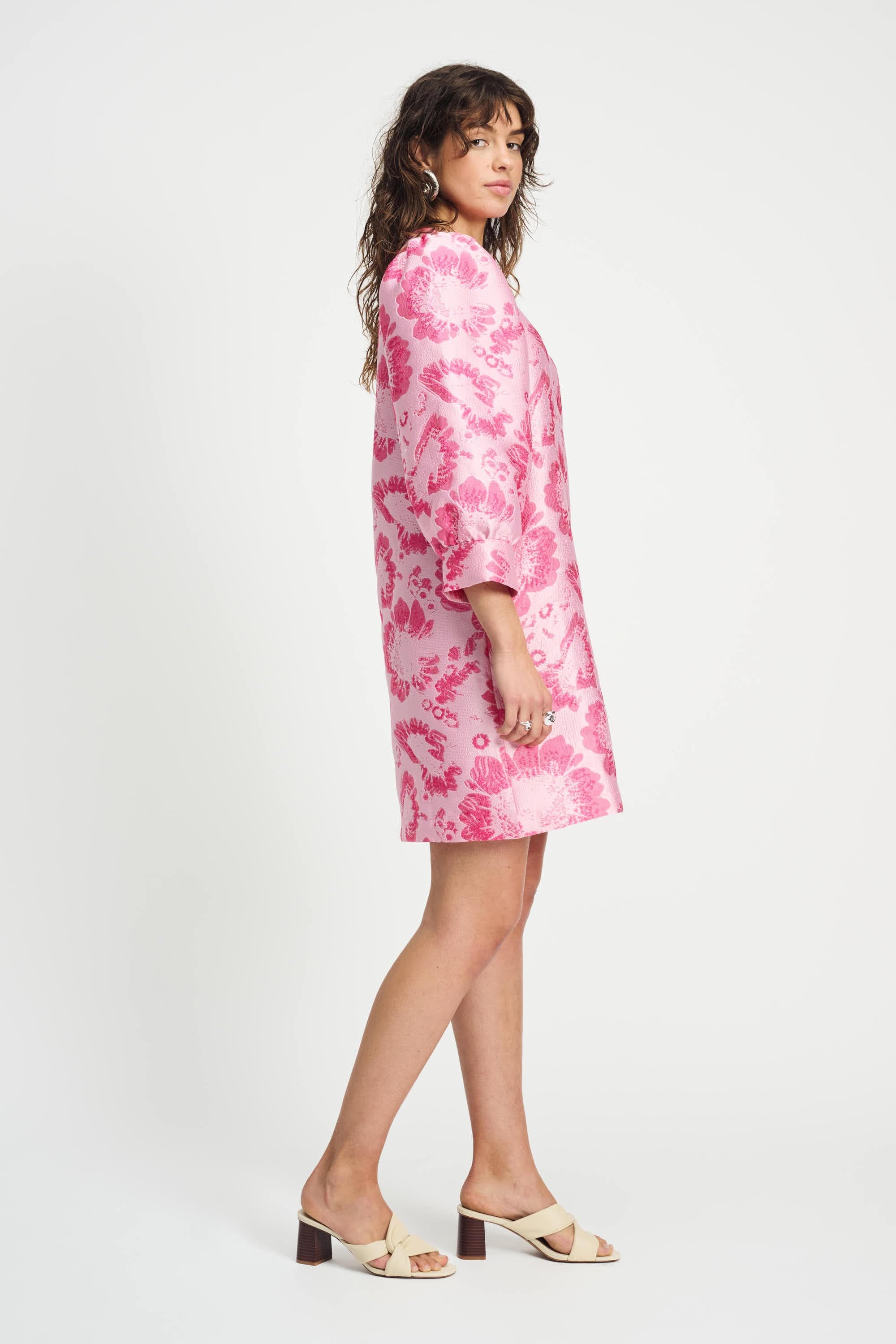POM Amsterdam Dresses JURK - Floral Jacquard Raspberry