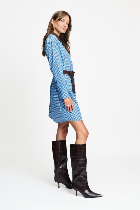 POM Amsterdam Dresses JURK - Indy Check Sapphire Blue