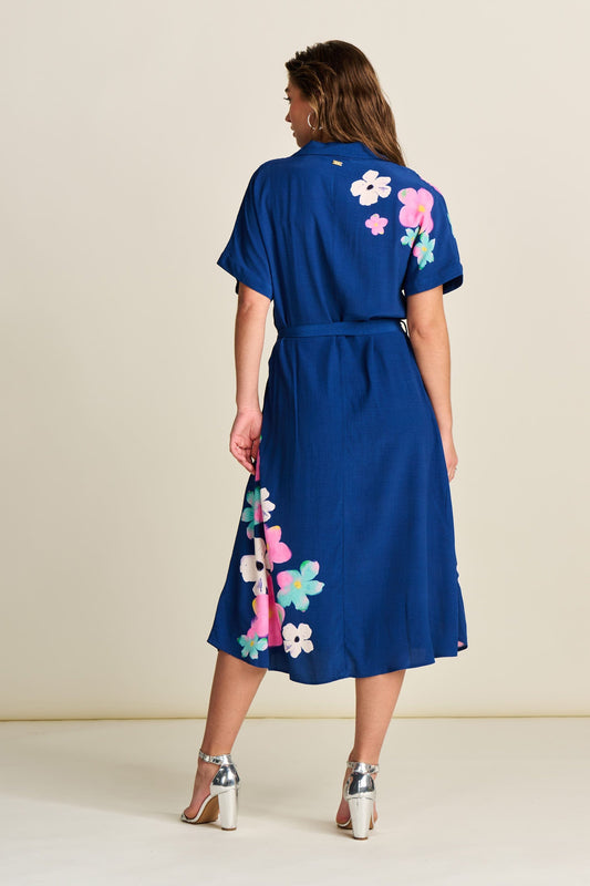 POM Amsterdam Dresses JURK - Ink Blue Blossom