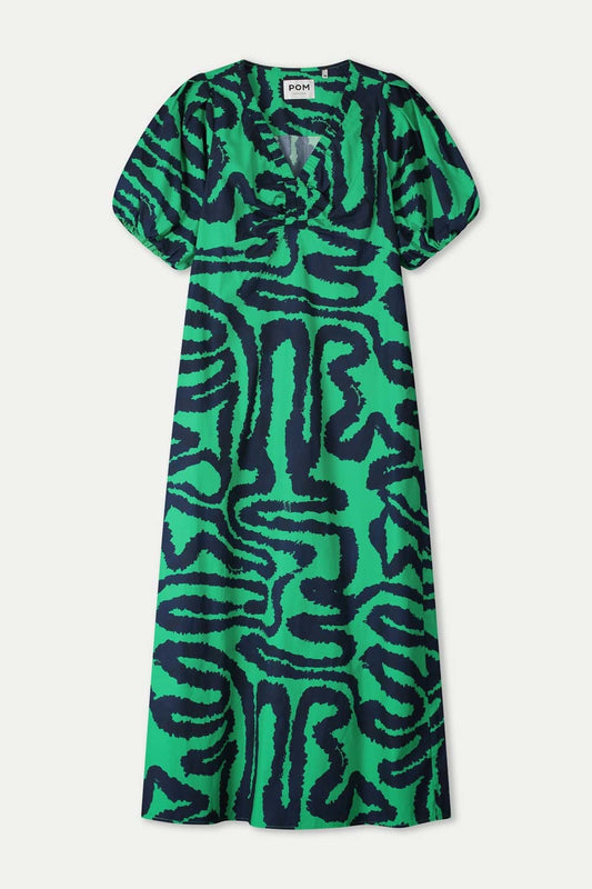 POM Amsterdam Dresses JURK - Poplin Waves Green