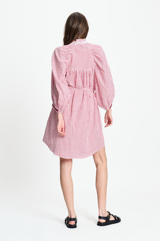 POM Amsterdam Dresses JURK - Seersucker Red White