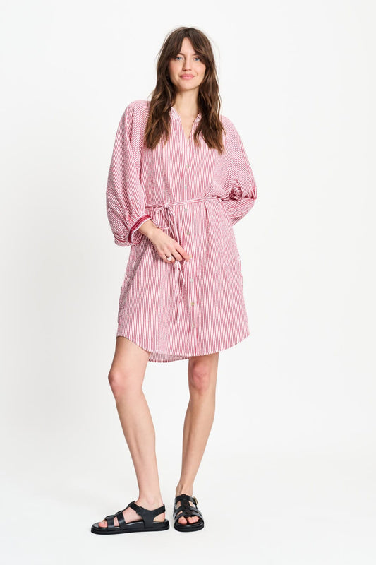 POM Amsterdam Dresses JURK - Seersucker Red White