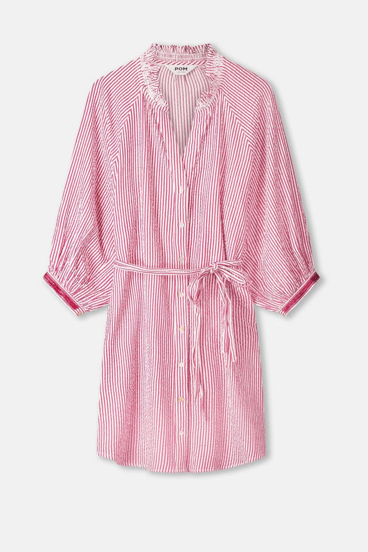 POM Amsterdam Dresses JURK - Seersucker Red White