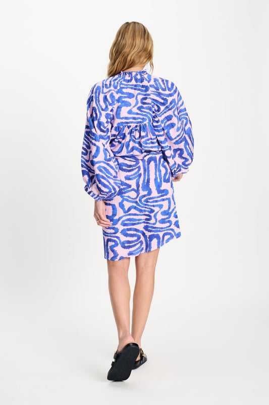 POM Amsterdam Dresses JURK - Waves Pink Linen